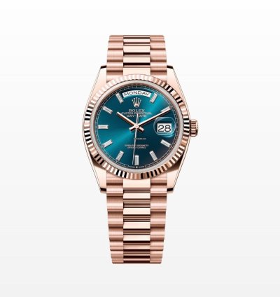 Rolex Day-date 36 Blue Green Diamond Baguette Dial