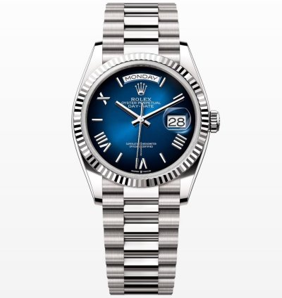 Rolex Day-date 36 Blue Ombre Roman Dial Unworn