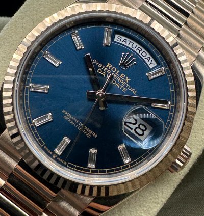 Rolex Day-date 36 Blue-green Diamond Baguette Dial Unworn