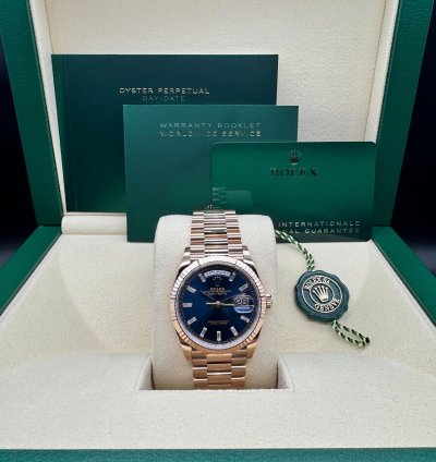 Rolex Day-date 36 Blue-green Diamond Baguette Dial Unworn