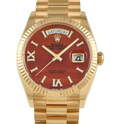 Rolex Day-date 36 Carnelian Diamond Dial Watch 128238