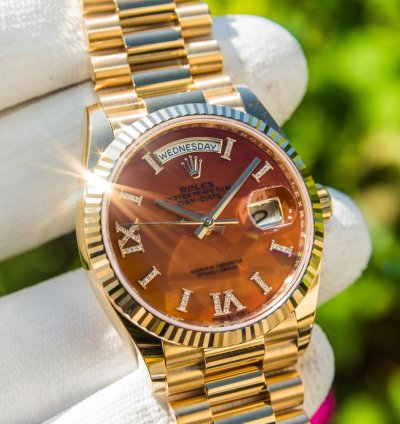 Rolex Day-date 36 Carnelian Diamond Set Dial - 128238