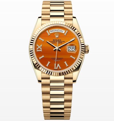 Rolex Day-date 36 Carnelian Roman Diamond Dial Unworn