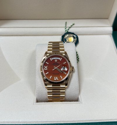 Rolex Day-date 36 Carnelian Stone Dial 2024 Neu Full Set Lagernd On Stock