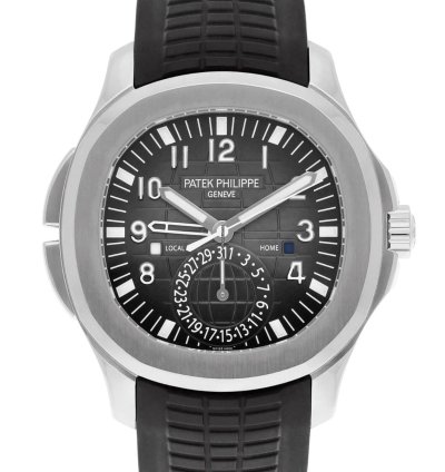 Patek Philippe Aquanaut Travel-time Steel Black Dial Watch 5164a-001 Box Papers