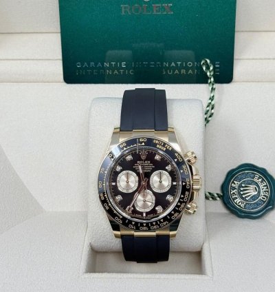 Rolex Daytona 126518ln Daytona 40mm Yellow Gold Ceramic Black Dial Diamond-set Oysterflex