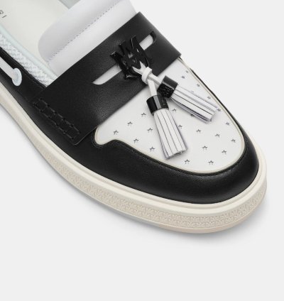 O1s1wg110325 Tassle Hybrid Loafers In White Black