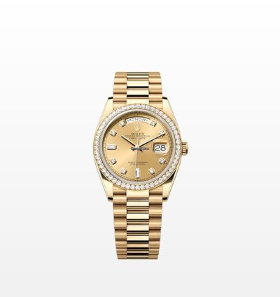 Rolex Day-date 36 Dark Champagne Diamond Dial Yellow Gold President Diamond Bezel
