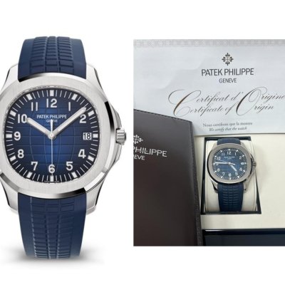 Patek Philippe Aquanaut White Gold Blue Embossed Dial 5168g-001