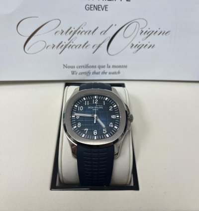 Patek Philippe Aquanaut White Gold Blue Embossed Dial 5168g-001