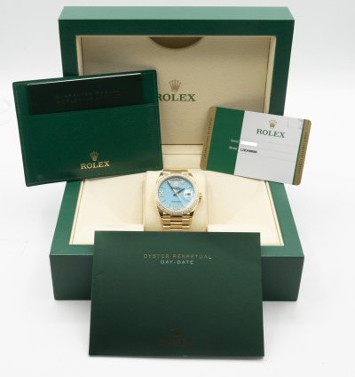 Rolex Day-date 36 Diamond Bezel Turquoise Dial Like New Full Sett 2019