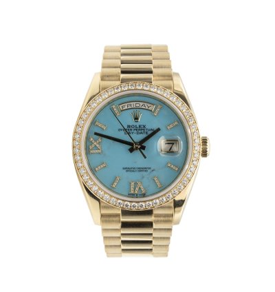 Rolex Day-date 36 Diamond Bezel Turquoise Dial Like New Full Sett 2019
