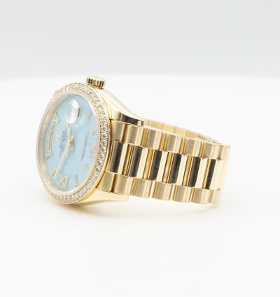 Rolex Day-date 36 Diamond Bezel Turquoise Dial Like New Full Sett 2019