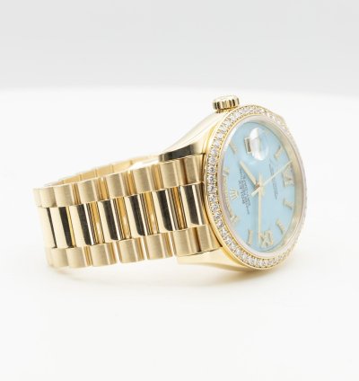 Rolex Day-date 36 Diamond Bezel Turquoise Dial Like New Full Sett 2019