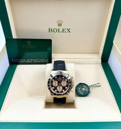 Rolex Daytona 126518ln Yellow Gold Oysterflex Black Diamond Dial Unworn 2024