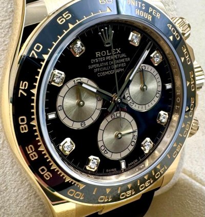 Rolex Daytona 126518ln Yellow Gold Oysterflex Black Diamond Dial Unworn 2024