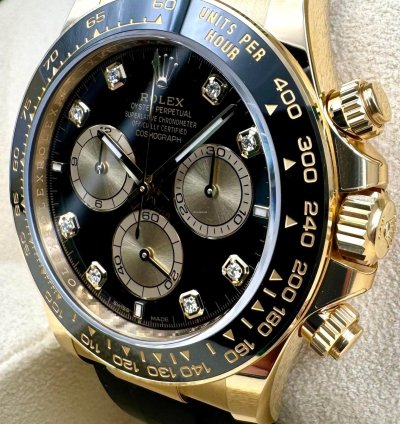 Rolex Daytona 126518ln Yellow Gold Oysterflex Black Diamond Dial Unworn 2024