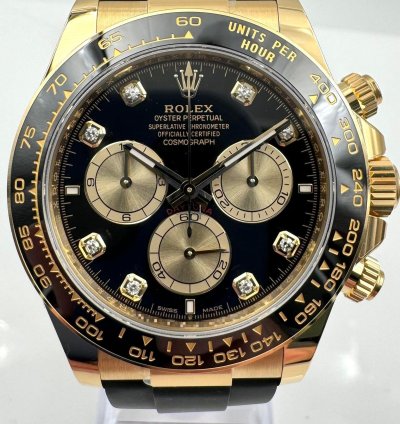 Rolex Daytona 126518ln Yellow Gold Oysterflex Black Diamond Dial Unworn 2024