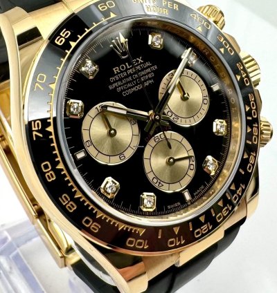 Rolex Daytona 126518ln Yellow Gold Oysterflex Black Diamond Dial Unworn 2024