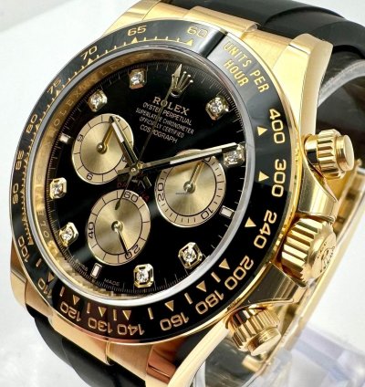 Rolex Daytona 126518ln Yellow Gold Oysterflex Black Diamond Dial Unworn 2024