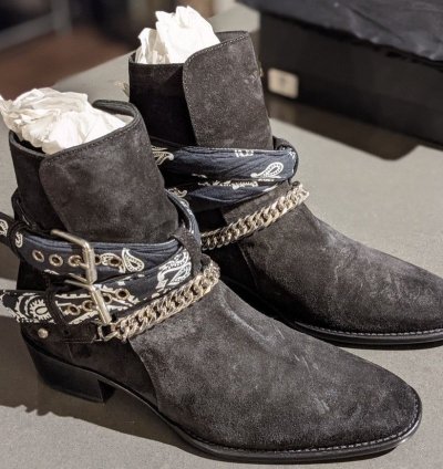 Quick Amiri Bandana Buckle Boots Blk Suede