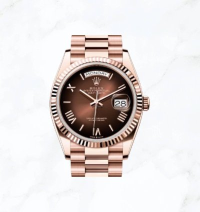 Rolex Day-date 36 Everose Gold Brown Roman Ombr Dial new Unworn