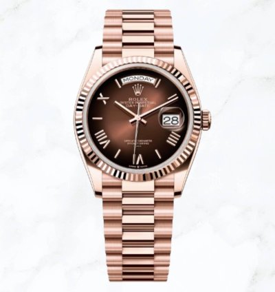 Rolex Day-date 36 Everose Gold Brown Roman Ombr Dial new Unworn
