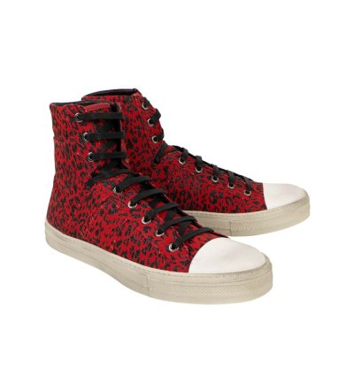 Red Leopard Print Vintage Sunset Sneakers Shoes Size 10