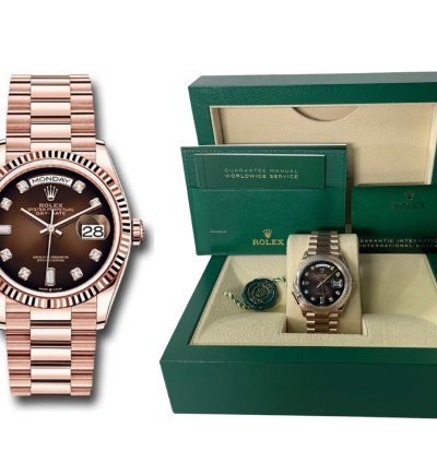 Rolex Day-date 36 Everose Gold Day-date 36 Watch - Fluted Bezel - Brown Diamond Dial 128235