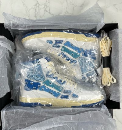 Amiri Skeleton Hi Top Bandana Blue Sneakers