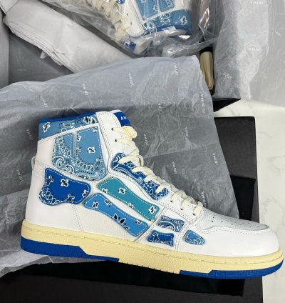 Amiri Skeleton Hi Top Bandana Blue Sneakers
