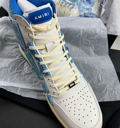 Amiri Skeleton Hi Top Bandana Blue Sneakers