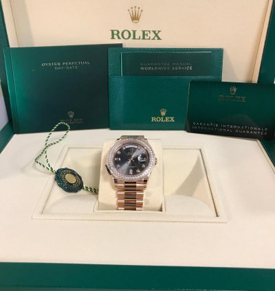 Rolex Day-date 36 Everose Gold Diamond President Slate 128345rbr-0052