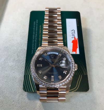 Rolex Day-date 36 Everose Gold Diamond President Slate 128345rbr-0052