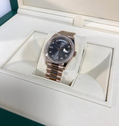 Rolex Day-date 36 Everose Gold Diamond President Slate 128345rbr-0052
