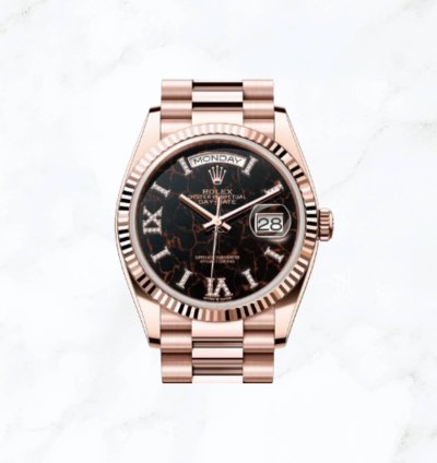 Rolex Day-date 36 Everose Gold Eisenkiesel Diamond Dial 128235 new Unworn