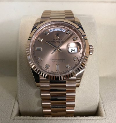 Rolex Day-date 36 Everose Gold Fluted Rose-diamond President 128235-0009
