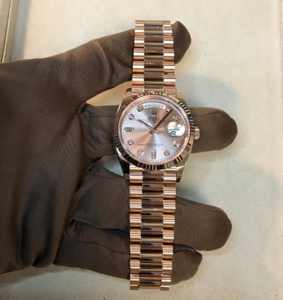 Rolex Day-date 36 Everose Gold Fluted Rose-diamond President 128235-0009