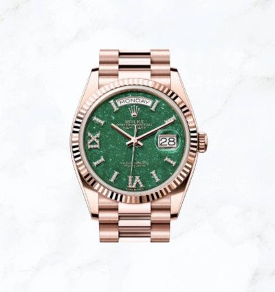 Rolex Day-date 36 Everose Gold Green Aventurine Diamond Dial 128235 new Unworn