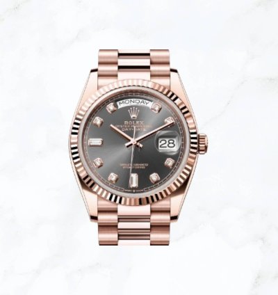 Rolex Day-date 36 Everose Gold Slate Diamond Dial 128235 new Unworn