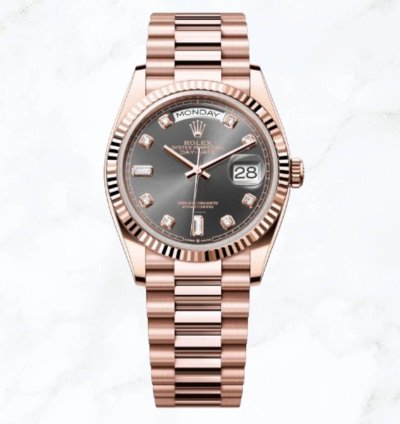 Rolex Day-date 36 Everose Gold Slate Diamond Dial 128235 new Unworn