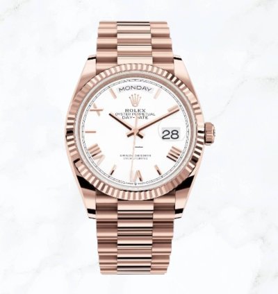 Rolex Day-date 36 Everose Gold White Roman Dial new Unworn