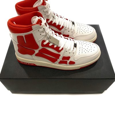 Skel Top High Sneakers In White Red