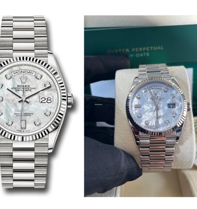 Rolex Day-date 36 Fluted Bezel Mother-of-pearl Diamond Dial President Bracelet 128239