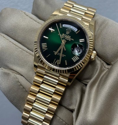 Rolex Day-date 36 Fluted Green Ombre Dial President Bracelet New 2024 Box Papers