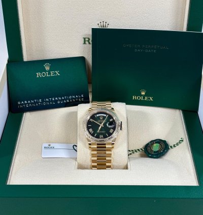 Rolex Day-date 36 Fluted Green Ombre Dial President Bracelet New 2024 Box Papers