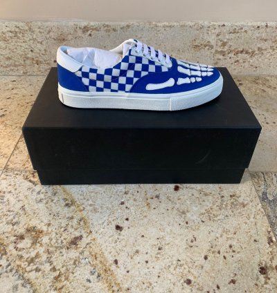 Skeleton Checker Low Top Sneakers In Blue White