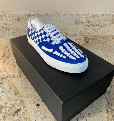 Skeleton Checker Low Top Sneakers In Blue White