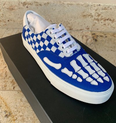 Skeleton Checker Low Top Sneakers In Blue White