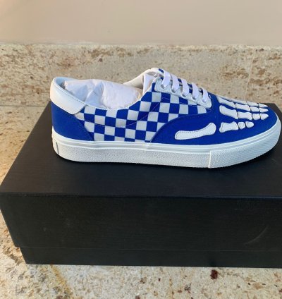 Skeleton Checker Low Top Sneakers In Blue White